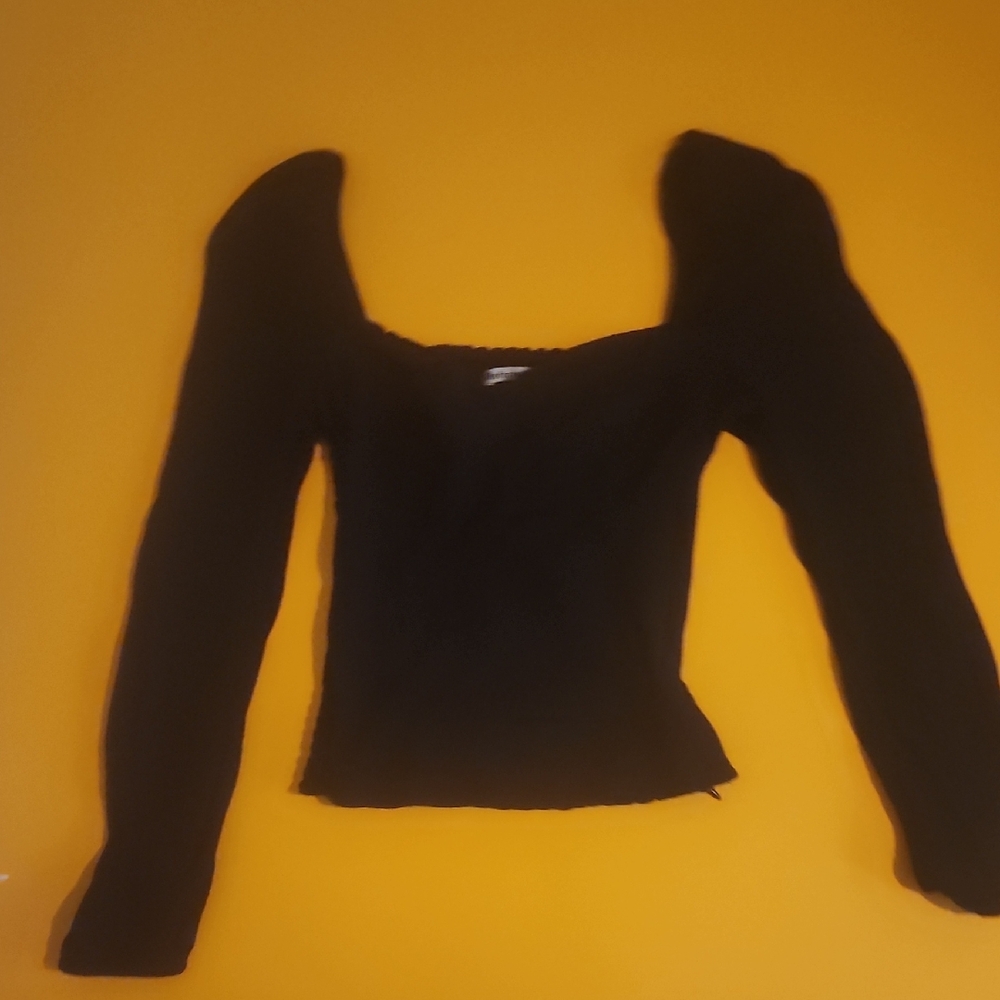Reformation Black Puff Sleeve Blouse